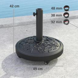 Rackhams Parasol Base with Wheels, Floral Rose Pattern - Black - thumbnail 3