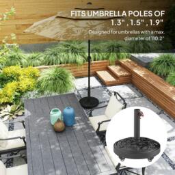 Rackhams Parasol Base with Wheels, Floral Rose Pattern - Black - thumbnail 4