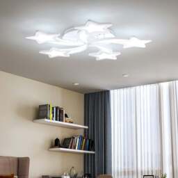 Rackhams LED Ceiling Light Fixture with Star Lampshades - W 70 x L 70 x H 6.5 cm - Non-Dimmable (White Glow) - thumbnail 1
