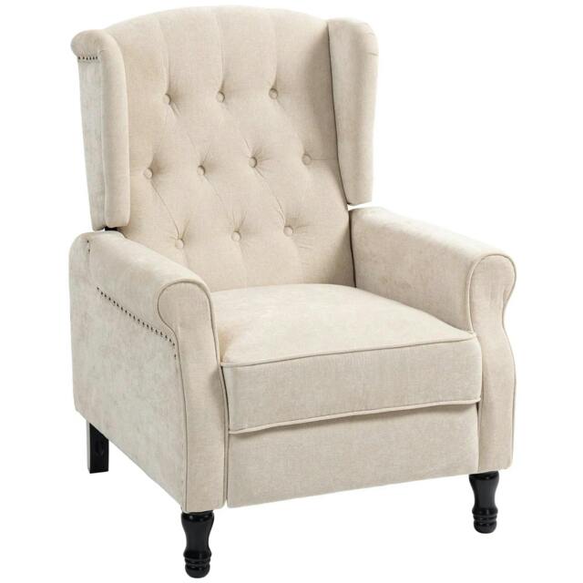 Rackhams 150° Reclining Vintage Armchair, with footrest - Beige