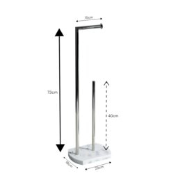 Rackhams Octavia White Marble & Chrome Toilet Roll Holder & Spare Paper Holder Combination - thumbnail 2