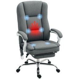 Rackhams Massage Office Chair, Heated Reclining Desk Chair with Footrest, Grey - Grey - thumbnail 2