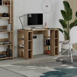 Rackhams Modern Colmar 106cm Working Desk Particleboard 3 Open Shelves Wall Fix H75xW106cm - White - thumbnail 5