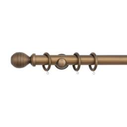 Rackhams Ribbed Wooden Curtain Pole with Rings and Fittings, In a Variety of Colours and Sizes (35mm) (120cm, Antique Gold) - thumbnail 4