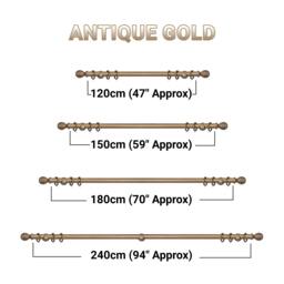Rackhams Ribbed Wooden Curtain Pole with Rings and Fittings, In a Variety of Colours and Sizes (35mm) (120cm, Antique Gold) - thumbnail 5