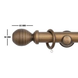 Rackhams Ribbed Wooden Curtain Pole with Rings and Fittings, In a Variety of Colours and Sizes (35mm) (120cm, Antique Gold) - thumbnail 2