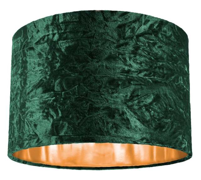 "Rackhams Modern Green Crushed Velvet 12"" Table/Pendant Lamp Shade with Shiny Copper Inner" - image 1