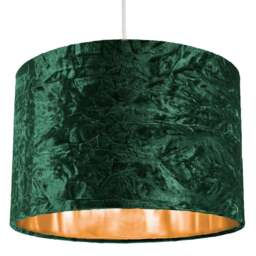 "Rackhams Modern Green Crushed Velvet 12"" Table/Pendant Lamp Shade with Shiny Copper Inner" - thumbnail 3