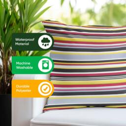 Rackhams Pair of Outdoor Scatter Cushions – Striped Design - thumbnail 4