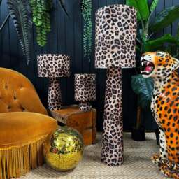 Rackhams Handmade Velvet Portable lamps in Jaguar Print - Maxi - 112cm Height - Rechargeable LED Bulb - thumbnail 1