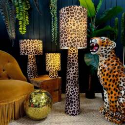 Rackhams Handmade Velvet Portable lamps in Jaguar Print - Maxi - 112cm Height - Rechargeable LED Bulb - thumbnail 2