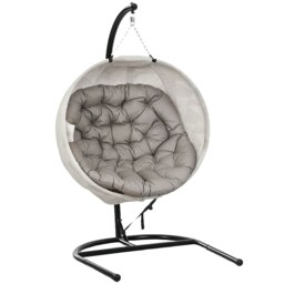Rackhams Hanging Egg Chair Outdoor Indoor Swing Chair, Folding Basket, Grey - Grey - thumbnail 6