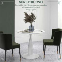 Rackhams Round Dining Table, Modern Dining Room Table with Steel Base, Non-slip Foot Pad, Space Saving Small Dining Table - thumbnail 4