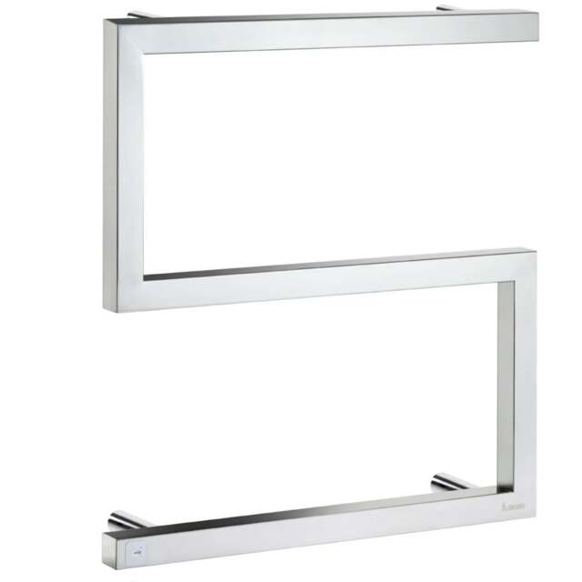 Rackhams Polished Stainless Steel S-Model Electric Heated Towel Warmer (W)500mm x (H)525mm Wall Mounted Bathroom Clothes Hanger - image 1