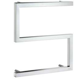 Rackhams Polished Stainless Steel S-Model Electric Heated Towel Warmer (W)500mm x (H)525mm Wall Mounted Bathroom Clothes Hanger - thumbnail 1