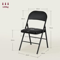 Rackhams 2 Pack Padded Folding Chairs with Cushioned Seat and Metal Frame Black - White - thumbnail 4