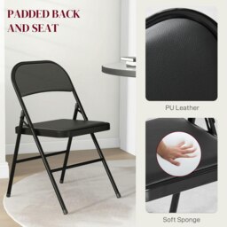 Rackhams 2 Pack Padded Folding Chairs with Cushioned Seat and Metal Frame Black - White - thumbnail 5