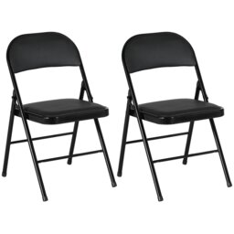 Rackhams 2 Pack Padded Folding Chairs with Cushioned Seat and Metal Frame Black - White - thumbnail 3