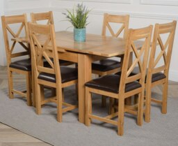 Rackhams Richmond Small Extending Oak Dining Set with Berkeley Oak Chairs - Natural Oak - 6 chairs - thumbnail 5
