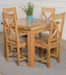 Rackhams Richmond Small Extending Oak Dining Set with Berkeley Oak Chairs - Natural Oak - 6 chairs - thumbnail 2