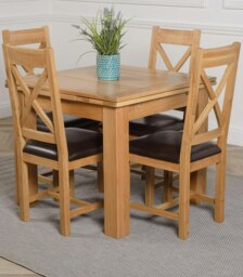 Rackhams Richmond Small Extending Oak Dining Set with Berkeley Oak Chairs - Natural Oak - 6 chairs - thumbnail 3