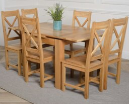 Rackhams Richmond Small Extending Oak Dining Set with Berkeley Oak Chairs - Natural Oak - 6 chairs - thumbnail 1