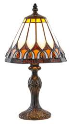 Rackhams Art Deco Tiffany Glass Table Lamp with Amber Shade