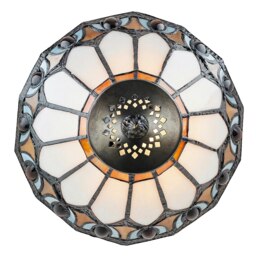 Rackhams Art Deco Tiffany Glass Table Lamp with Amber Shade - thumbnail 2