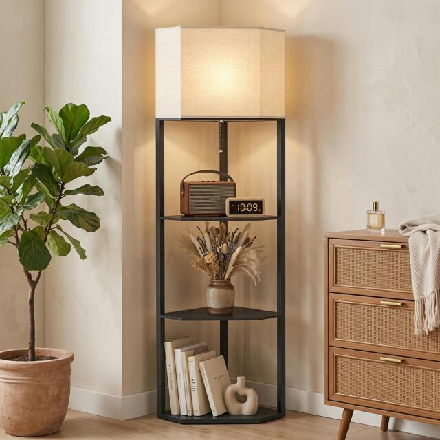 Rackhams Corner Modern Floor Lamp with Shelves for Living Room, Black - image 1