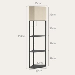 Rackhams Corner Modern Floor Lamp with Shelves for Living Room, Black - thumbnail 4