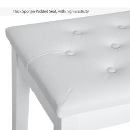 Rackhams PU Leather Upholstered Piano Stool Makeup Stool Bench Dressing Table Seat with Storage 76x36x50cm, White - thumbnail 5