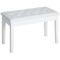 Rackhams PU Leather Upholstered Piano Stool Makeup Stool Bench Dressing Table Seat with Storage 76x36x50cm, White - White