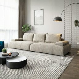 Rackhams Hank L10 Two Seater, Three Seater Sofa, Linen - Ottoman ( Can't be sold separately. ) - Light Grey - thumbnail 1