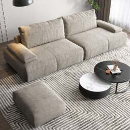 Rackhams Hank L10 Two Seater, Three Seater Sofa, Linen - Ottoman ( Can't be sold separately. ) - Light Grey - thumbnail 2
