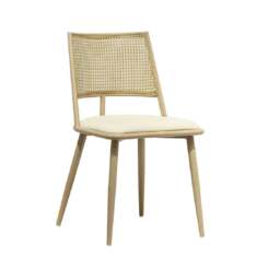Rackhams Dining Chairs Set of 2, Mid-Century Kitchen Chair-Rattan Backrest and Metal Frame, Upholstered Dining Chair with Living Room, Bedroom - Black - thumbnail 4