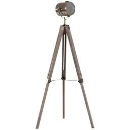 Rackhams Industrial Tripod Floor Lamp, Nautical Searchlight with Adjustable Height, Wood Legs, E14 Lamp Base for Living Room, Bedroom, Grey and Bronze - thumbnail 1