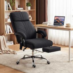 Rackhams Vibration Massage Office Chair with Heat, Footrest - Grey - thumbnail 2