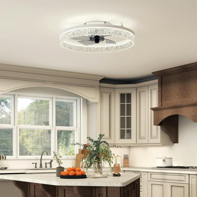 Rackhams Ceiling Fans with Lights and Remote & App Control for Bedroom - White - 50 x 50 x 14 cm - 1 - image 1