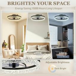 Rackhams Ceiling Fans with Lights and Remote & App Control for Bedroom - White - 50 x 50 x 14 cm - 1 - thumbnail 6