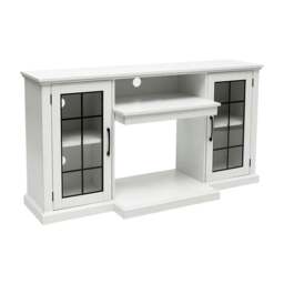 Rackhams 150CM W 3-sided electric fireplace TV cabinet with glass doors enclosed storage cabinet 3 flame colours - Only Fireplace - thumbnail 5