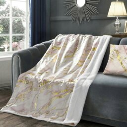 Rackhams Metallic Marble Sherpa Reverse Throw - 100cm x 150cm - Blue - thumbnail 2