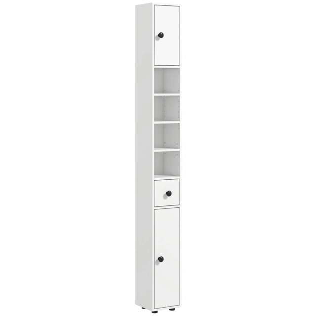 Rackhams 180cm Slim Bathroom Cabinet with 9-layered Independent Storage for Family-friendly Storage - White - image 1
