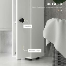 Rackhams 180cm Slim Bathroom Cabinet with 9-layered Independent Storage for Family-friendly Storage - White - thumbnail 6