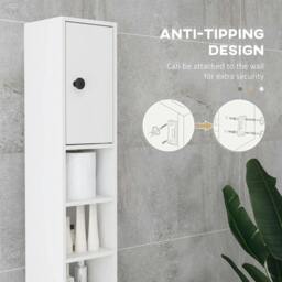 Rackhams 180cm Slim Bathroom Cabinet with 9-layered Independent Storage for Family-friendly Storage - White - thumbnail 5