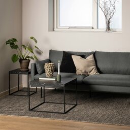 Rackhams Barossa Coffee Table with Black Marble Effect Top & Black Steel Base 60cm - 1 - Black - Black - thumbnail 3
