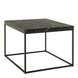 Rackhams Barossa Coffee Table with Black Marble Effect Top & Black Steel Base 60cm - 1 - Black - Black