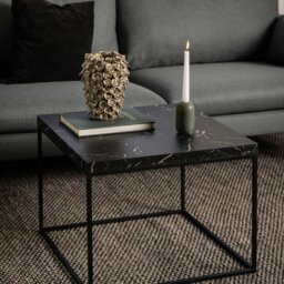 Rackhams Barossa Coffee Table with Black Marble Effect Top & Black Steel Base 60cm - 1 - Black - Black - thumbnail 4