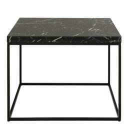 Rackhams Barossa Coffee Table with Black Marble Effect Top & Black Steel Base 60cm - 1 - Black - Black - thumbnail 2
