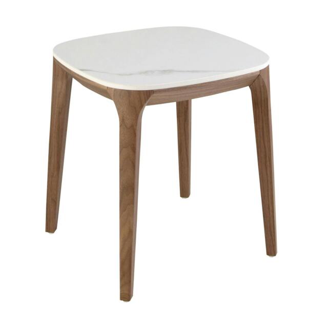 Rackhams Porcelain Marble and Walnut Square Corner Table 2133 - image 1
