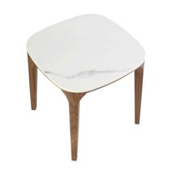 Rackhams Porcelain Marble and Walnut Square Corner Table 2133 - thumbnail 6